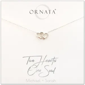 “Two Hearts One Soul” Sterling Silver Necklace | Floating Hearts