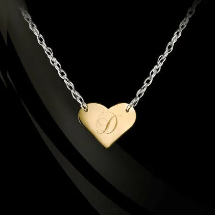 Two-Tone Engraved Mini Heart Necklace