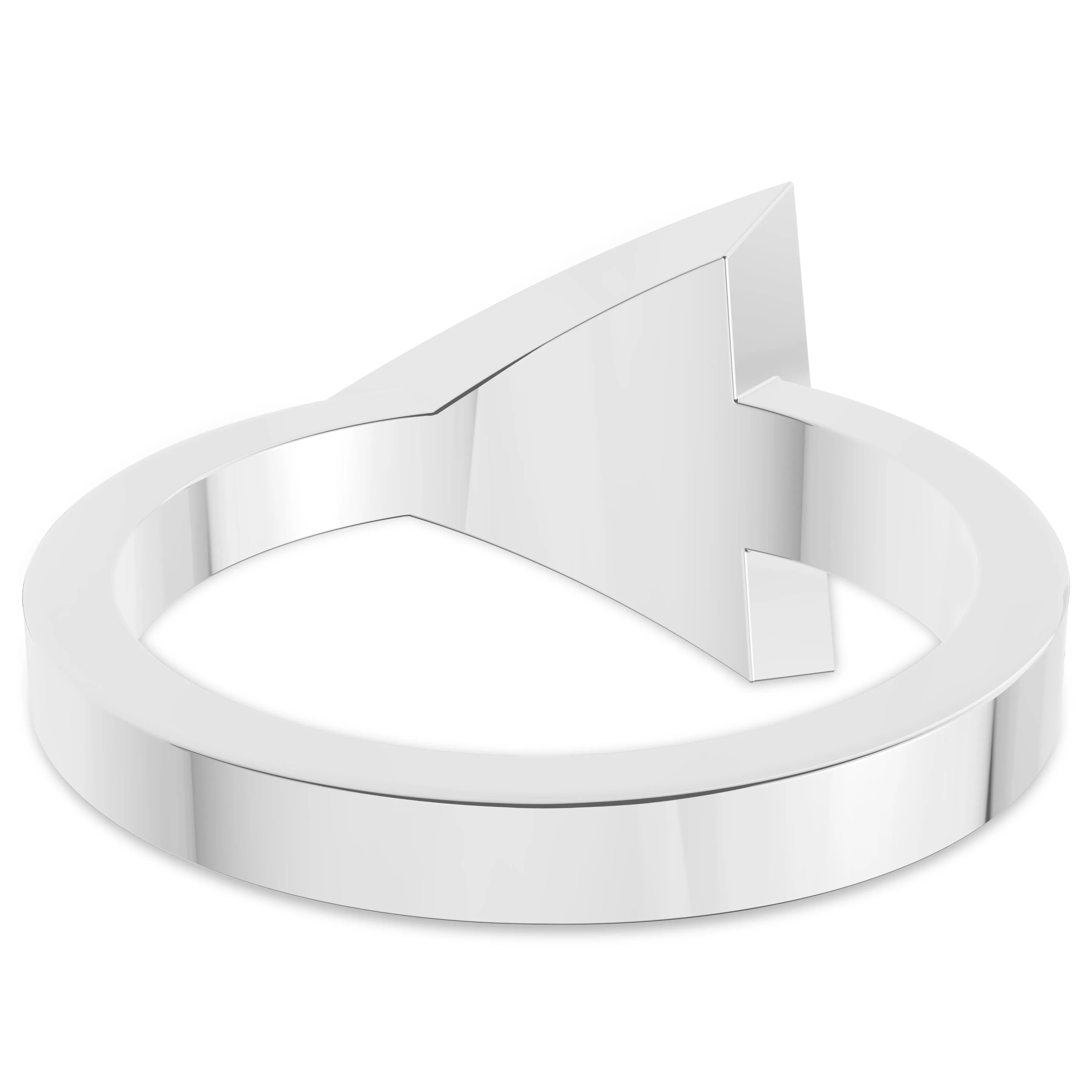 UCONN Diamond Engraved Geometric Ring in Sterling Silver