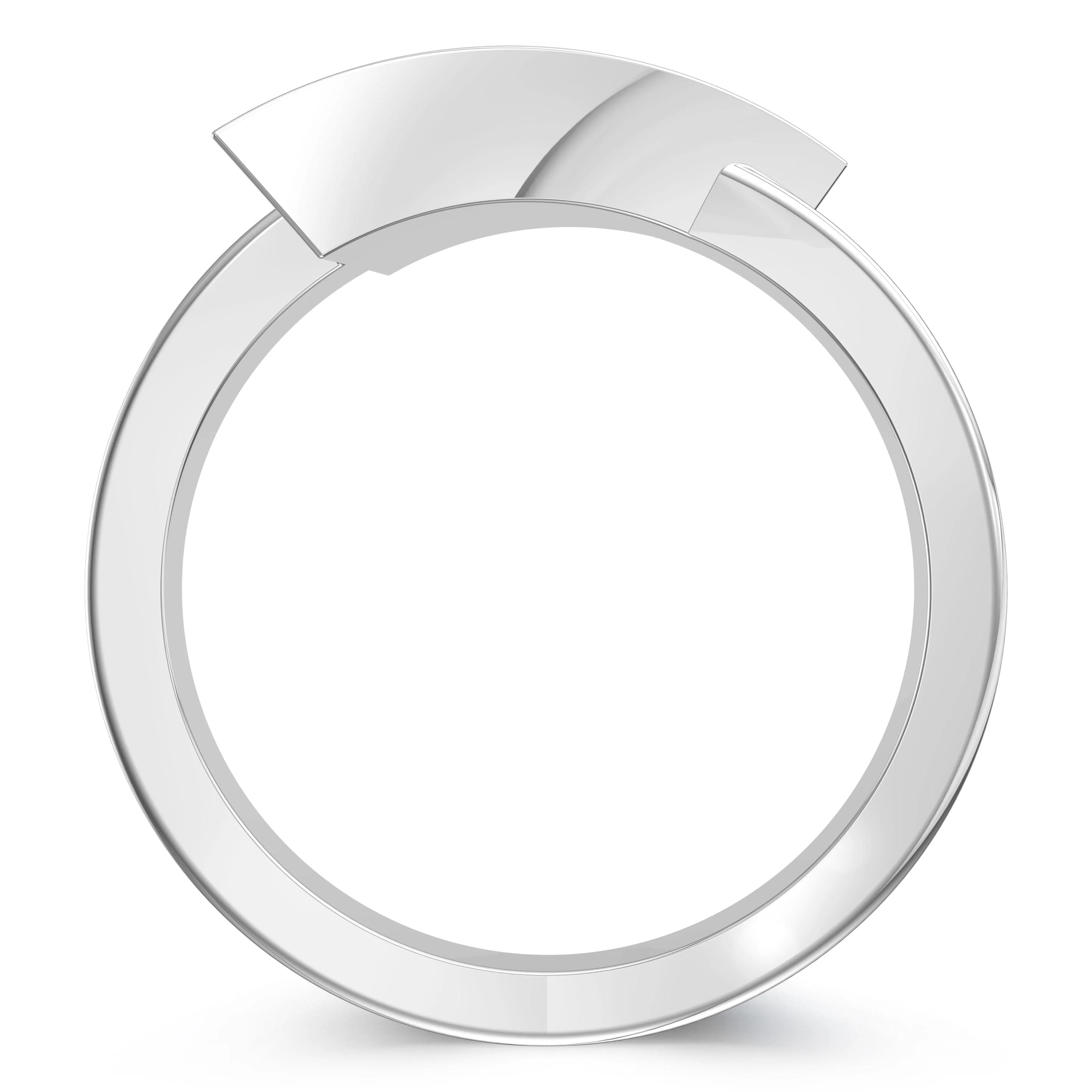 UCONN Diamond Engraved Geometric Ring in Sterling Silver
