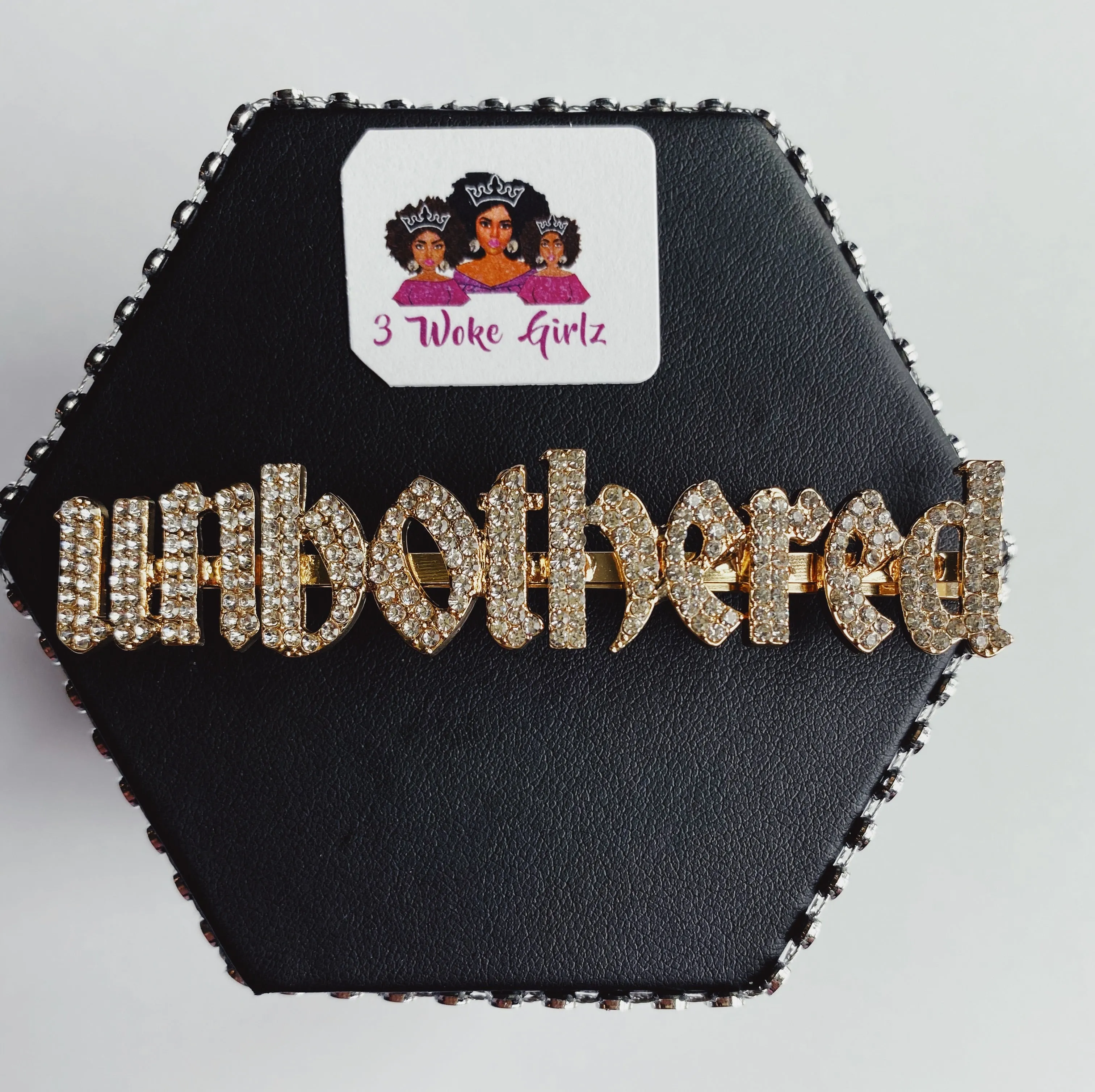 UNBOTHERED Rhinestone Statement Word Hairpin Hair Clip