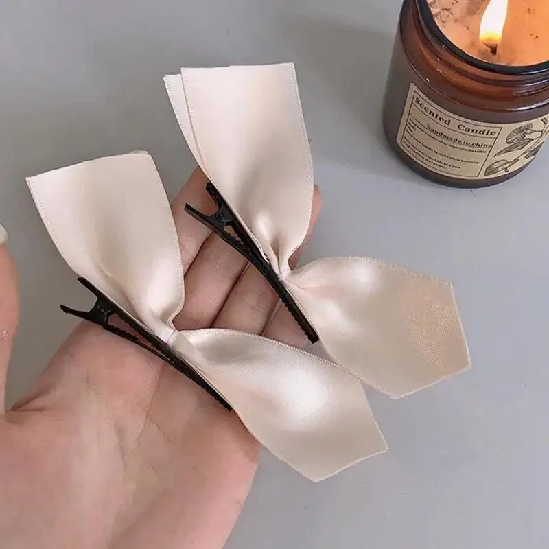 Unique Bow Hair Clips Satin Ribbon Hair Bows Clips Vintage Bowknot Side Hairpin Cute Girls Barrettes Fashion Women Hair Accessories