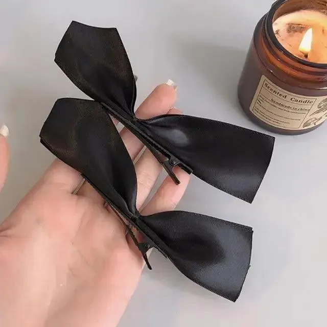 Unique Bow Hair Clips Satin Ribbon Hair Bows Clips Vintage Bowknot Side Hairpin Cute Girls Barrettes Fashion Women Hair Accessories