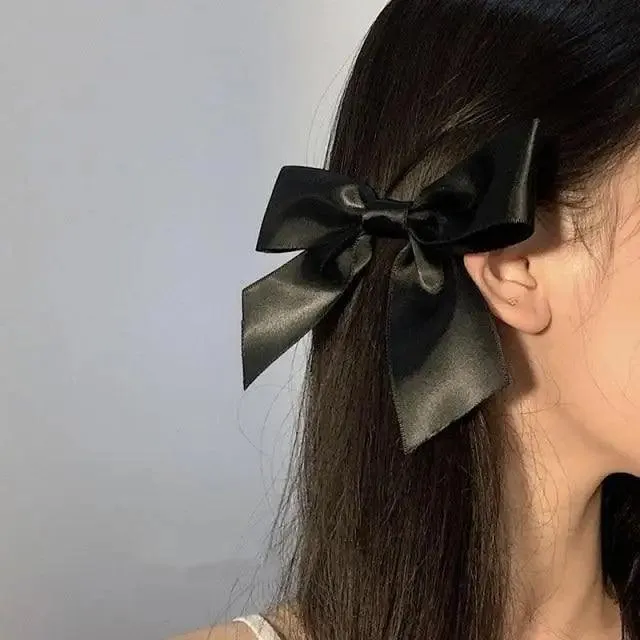 Unique Bow Hair Clips Satin Ribbon Hair Bows Clips Vintage Bowknot Side Hairpin Cute Girls Barrettes Fashion Women Hair Accessories