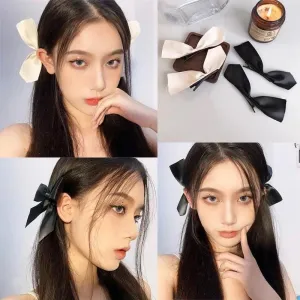 Unique Bow Hair Clips Satin Ribbon Hair Bows Clips Vintage Bowknot Side Hairpin Cute Girls Barrettes Fashion Women Hair Accessories