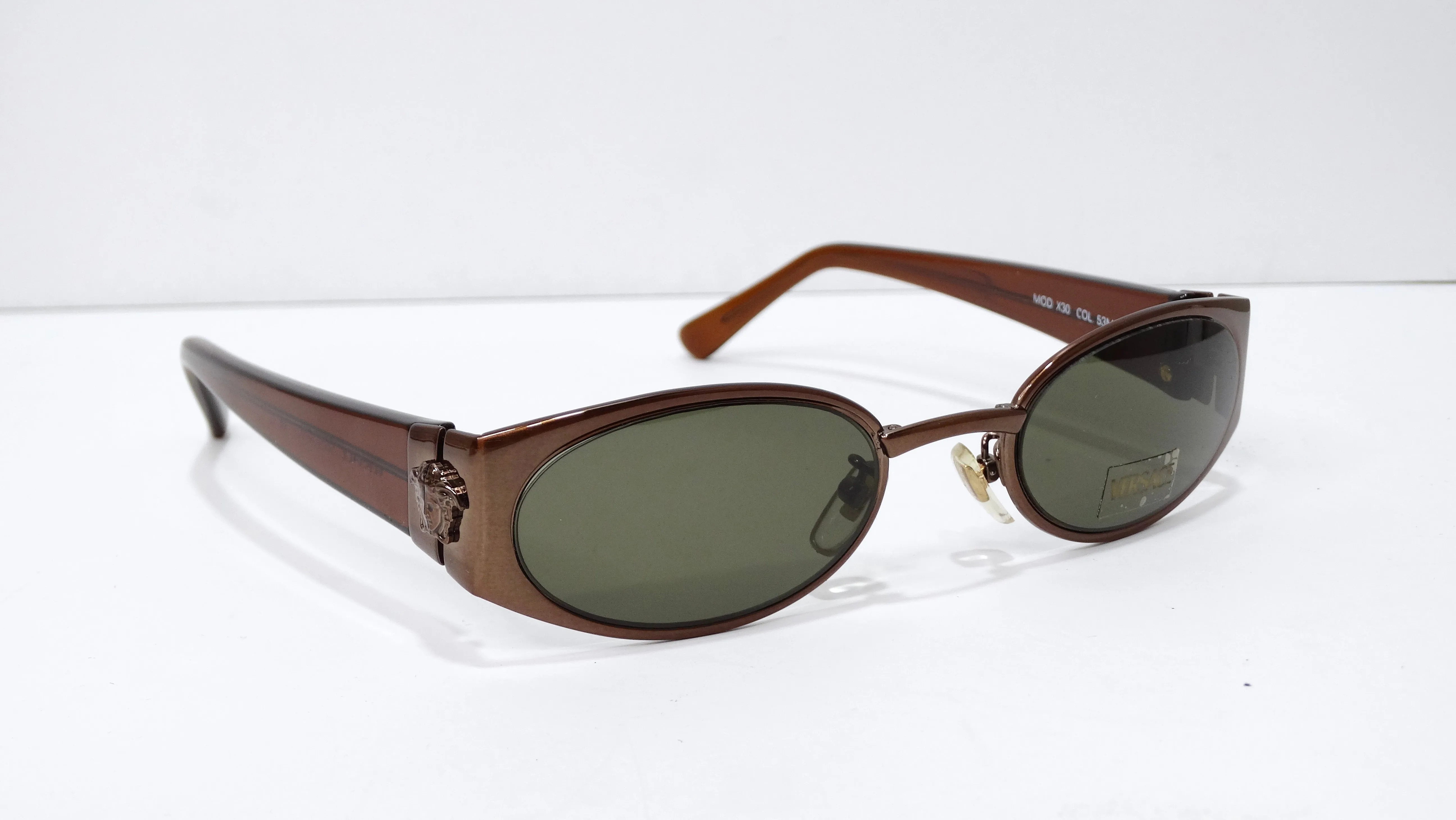 Versace Vintage 1990's Bronze Oval Sunglasses