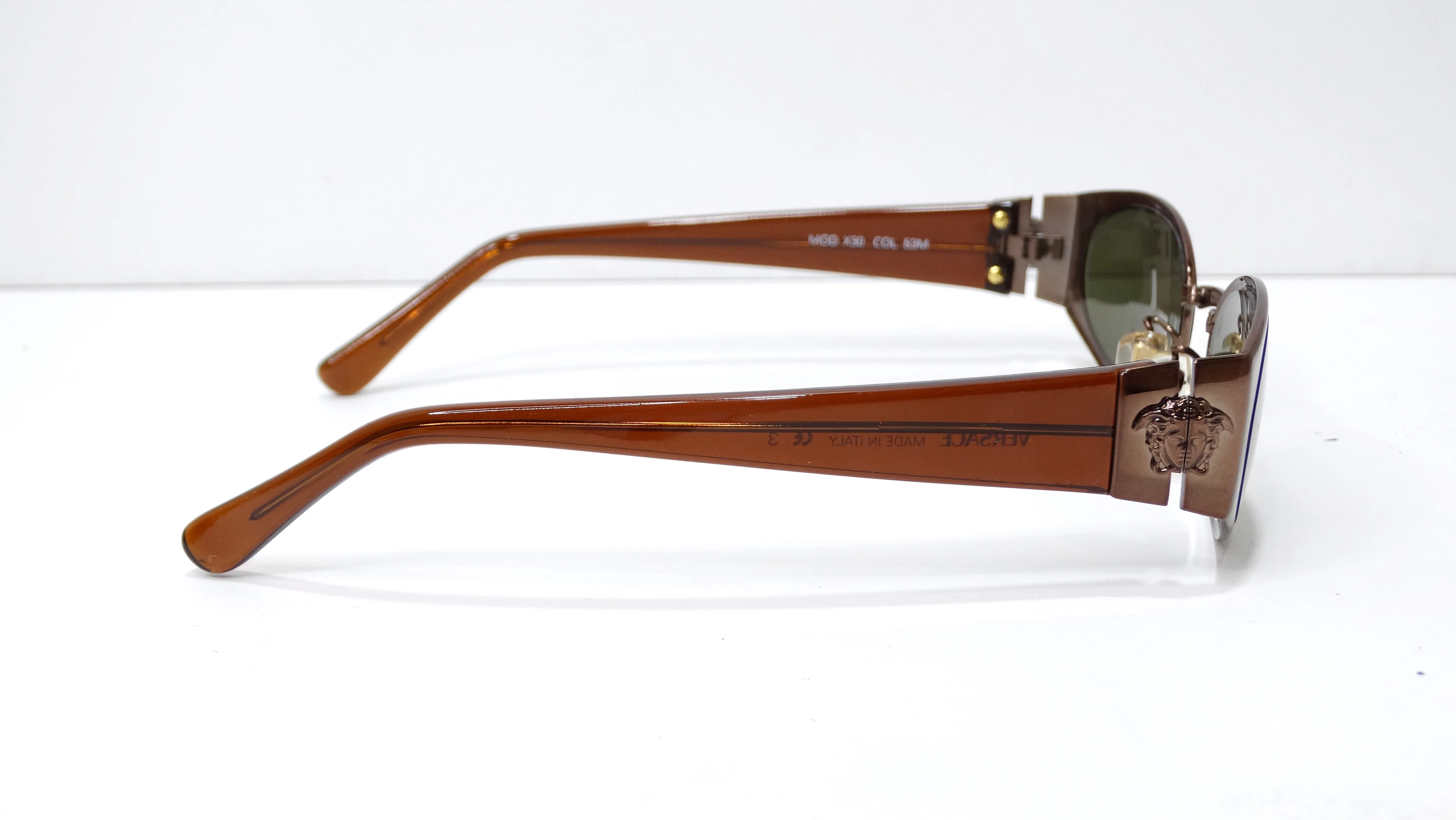 Versace Vintage 1990's Bronze Oval Sunglasses