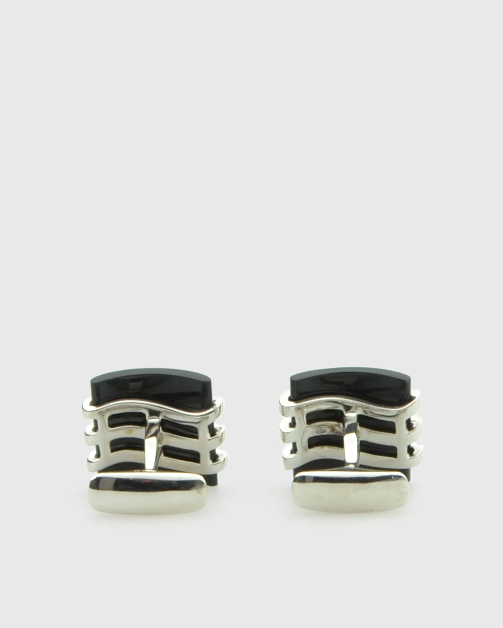 VINCENT & FRANKS VF29538 STERLING SILVER ONYX CUFFLINKS
