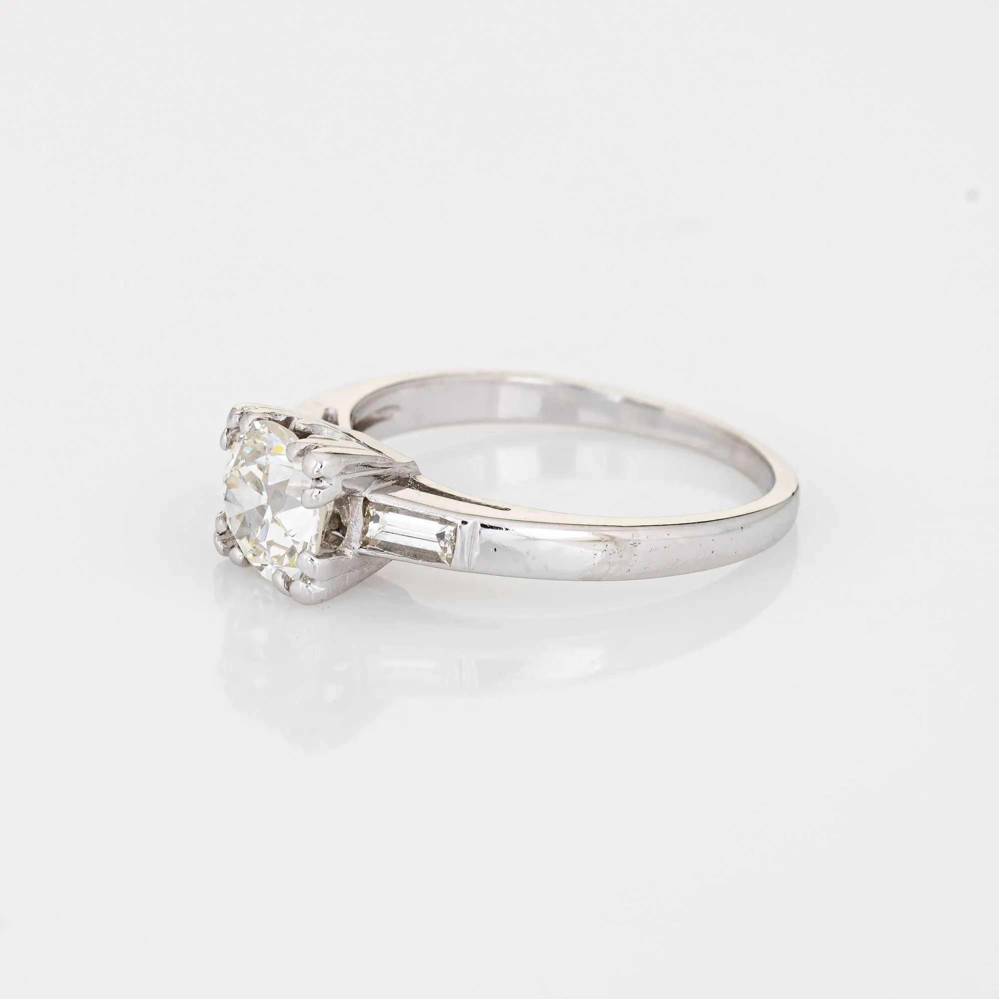 Vintage Art Deco 1ct Diamond Engagement Ring Platinum Estate Fine Bridal Jewelry