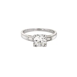 Vintage Art Deco 1ct Diamond Engagement Ring Platinum Estate Fine Bridal Jewelry