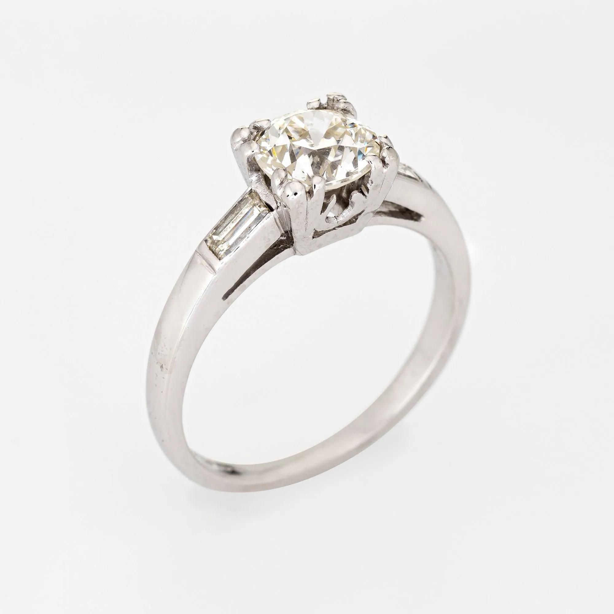 Vintage Art Deco 1ct Diamond Engagement Ring Platinum Estate Fine Bridal Jewelry