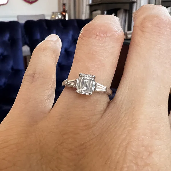 Vintage Engagement Ring, Emerald Cut 0.98ct.