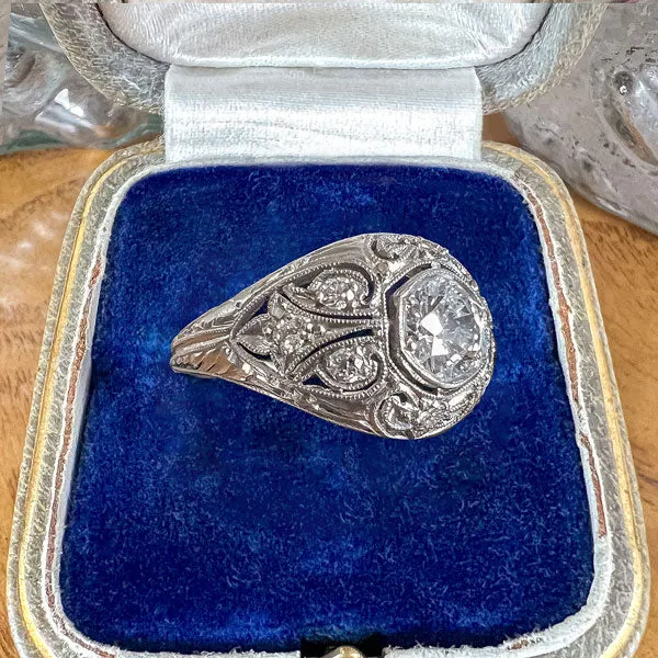 Vintage Filigree Engagement Ring, RBC 0.65ct