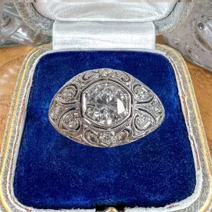 Vintage Filigree Engagement Ring, RBC 0.65ct