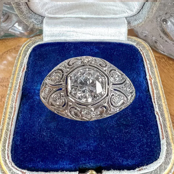 Vintage Filigree Engagement Ring, RBC 0.65ct