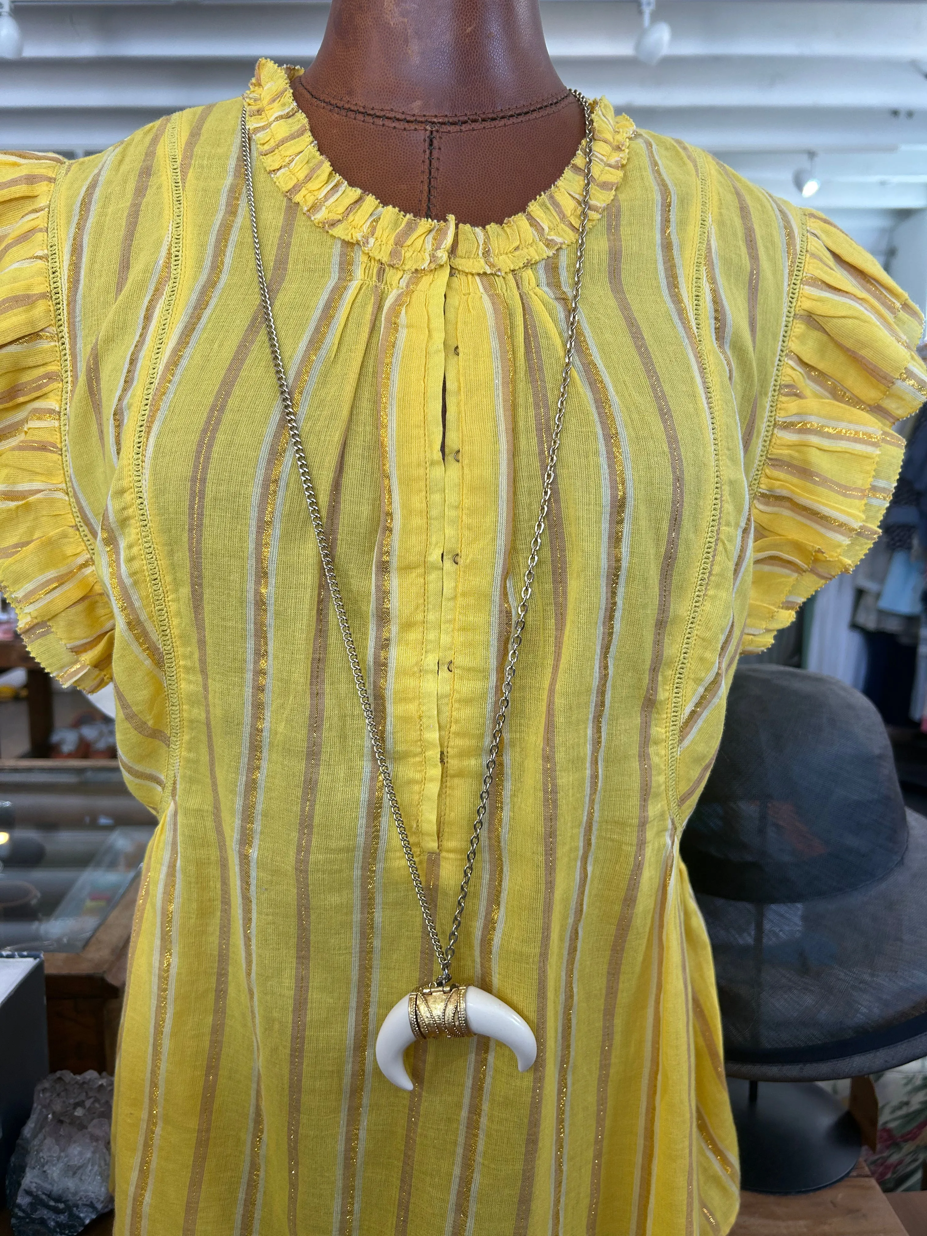 Vintage Gold Chain Tusk Necklace