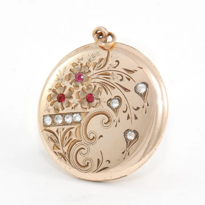 Violet Floral Engraved Locket