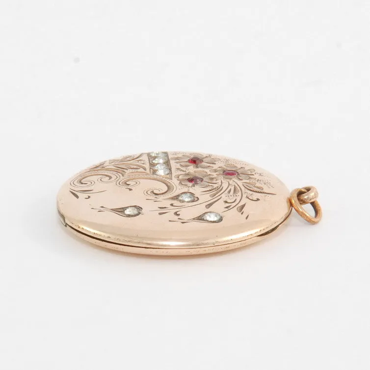 Violet Floral Engraved Locket
