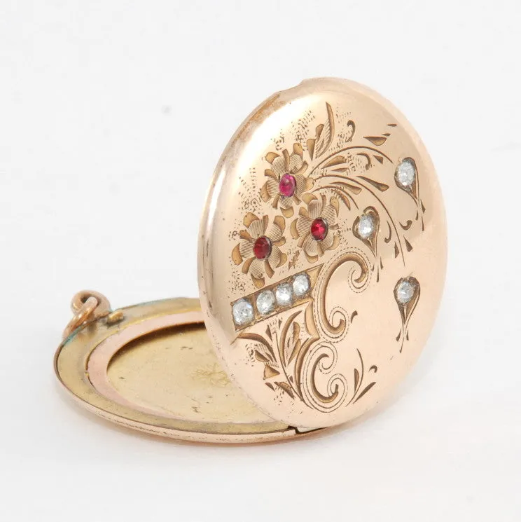 Violet Floral Engraved Locket