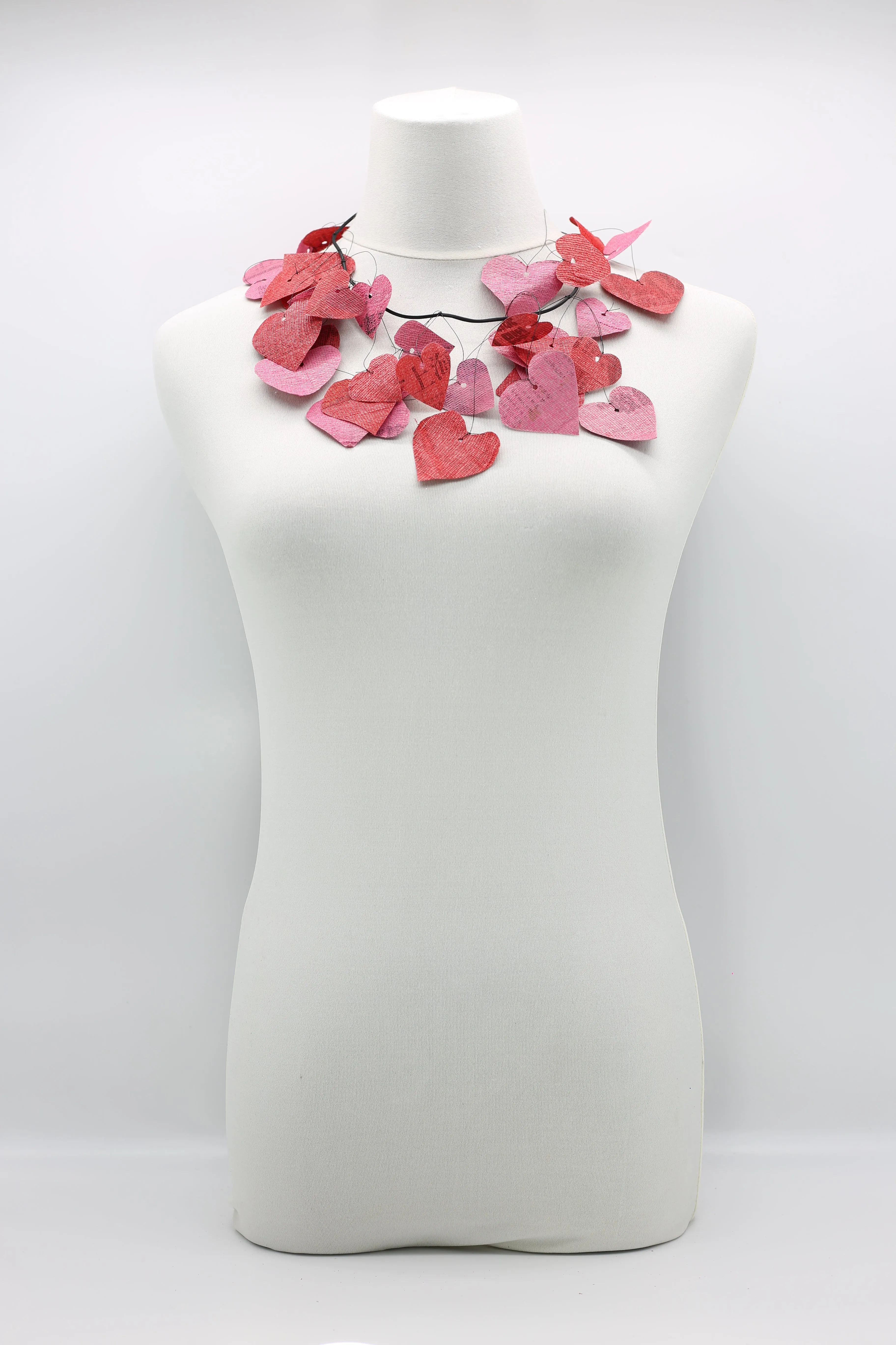Waterproof Recycled Newspaper Heart Necklaces - Hand painted