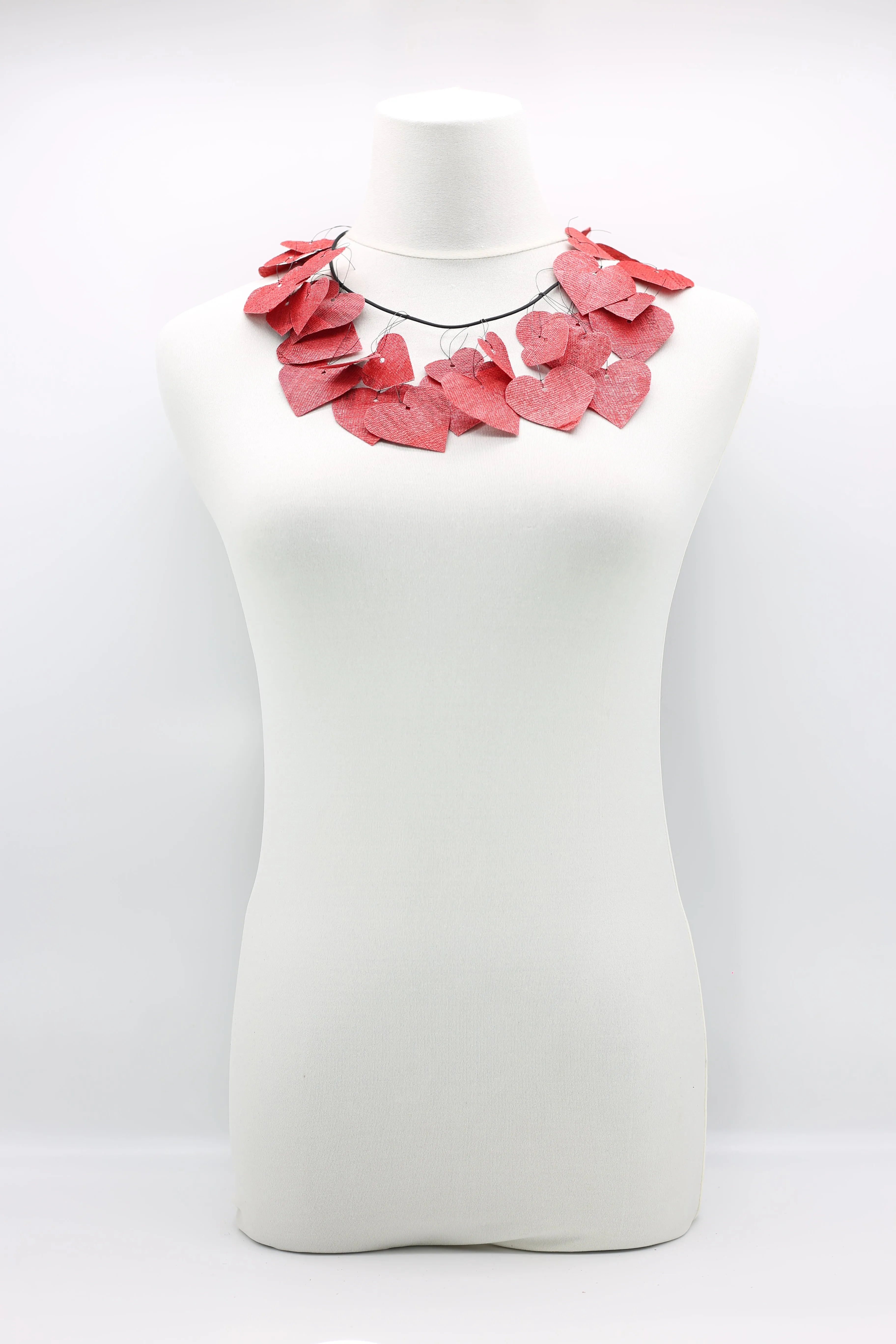 Waterproof Recycled Newspaper Heart Necklaces - Hand painted