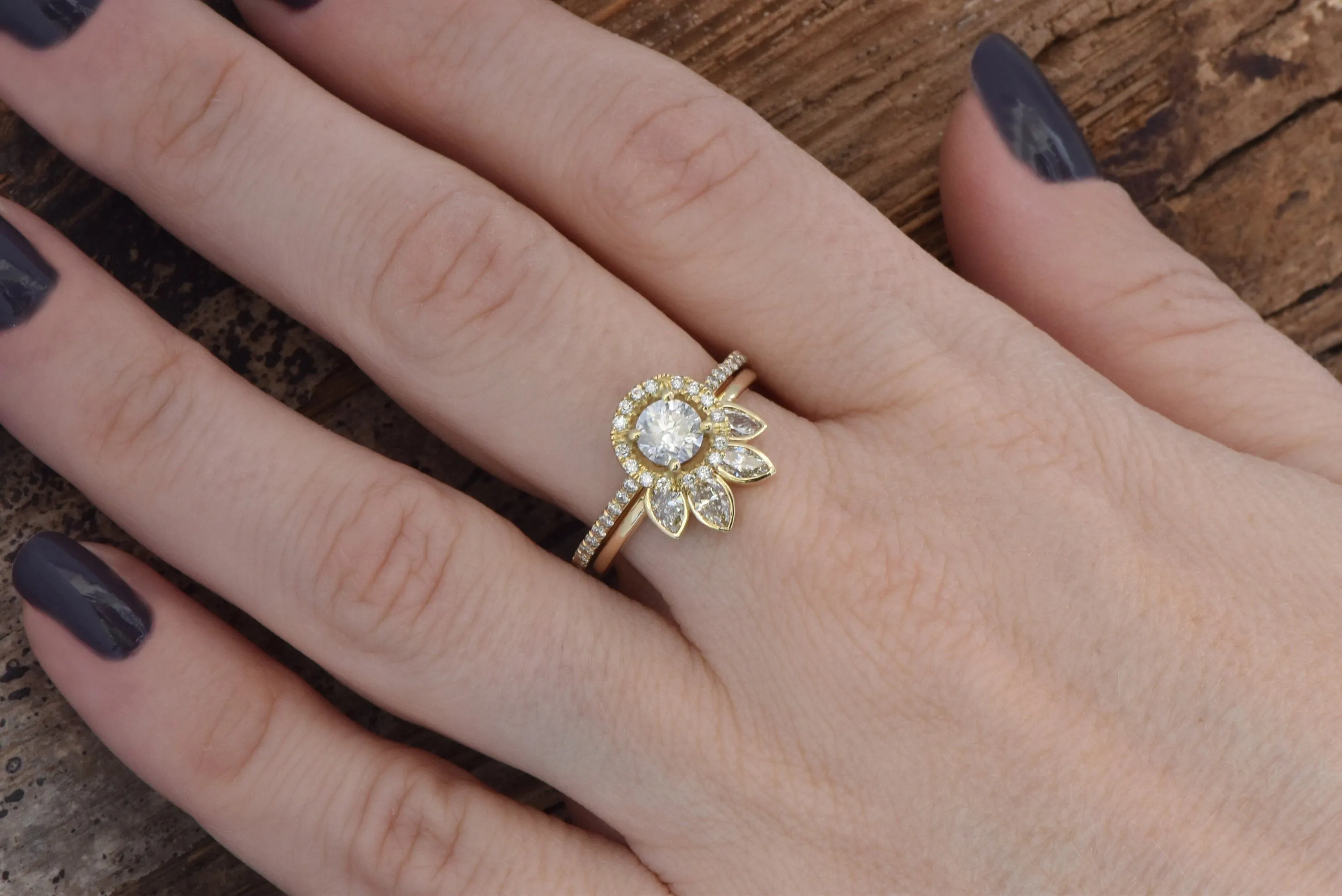 Wedding sets women rings-Halo diamond engagement wedding sets 1.45 ct-Diamond wedding set-Marquise wedding band