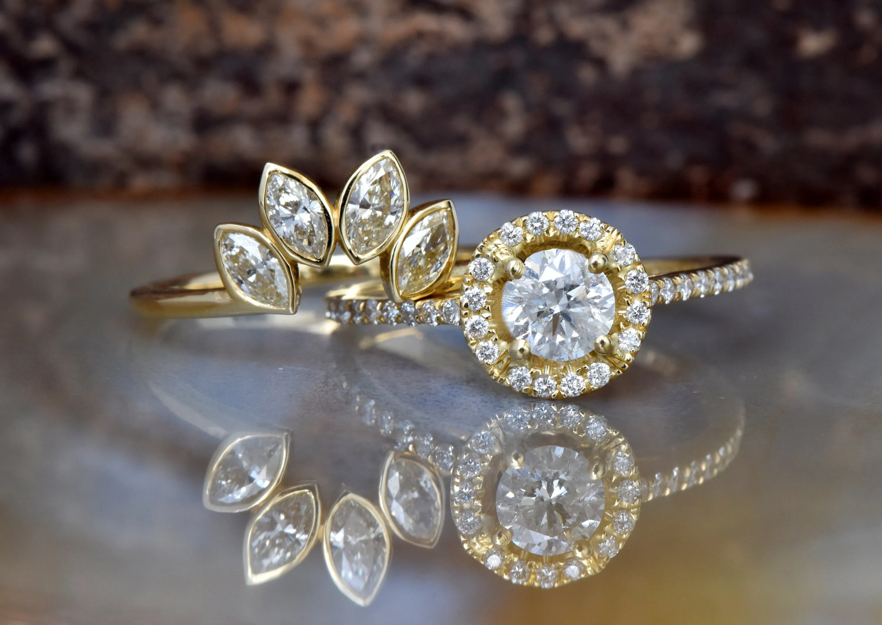 Wedding sets women rings-Halo diamond engagement wedding sets 1.45 ct-Diamond wedding set-Marquise wedding band