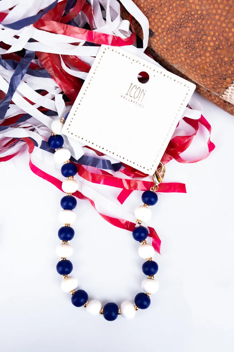 We've Got Spirit Blue & White Beaded Hat Chain
