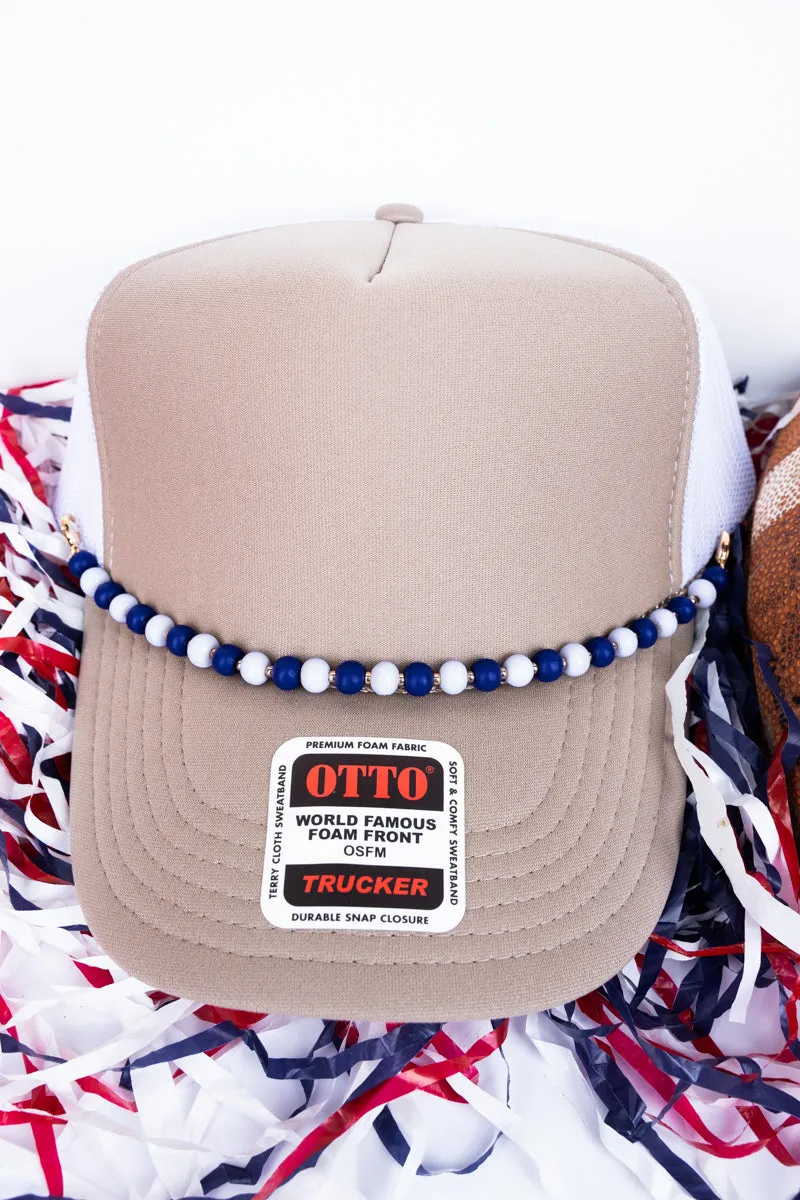 We've Got Spirit Blue & White Beaded Hat Chain