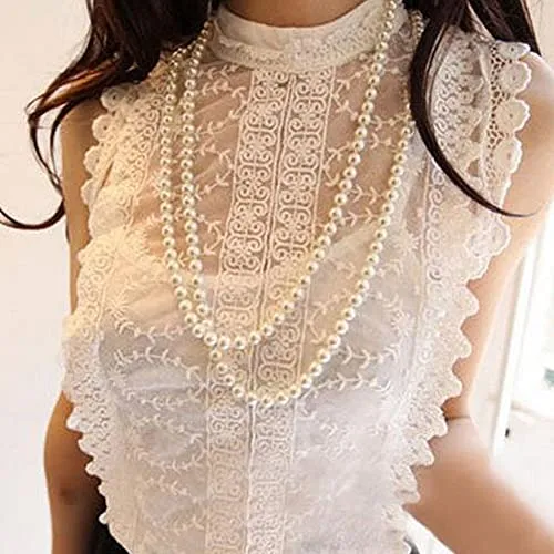 White Pearl Beaded Necklace