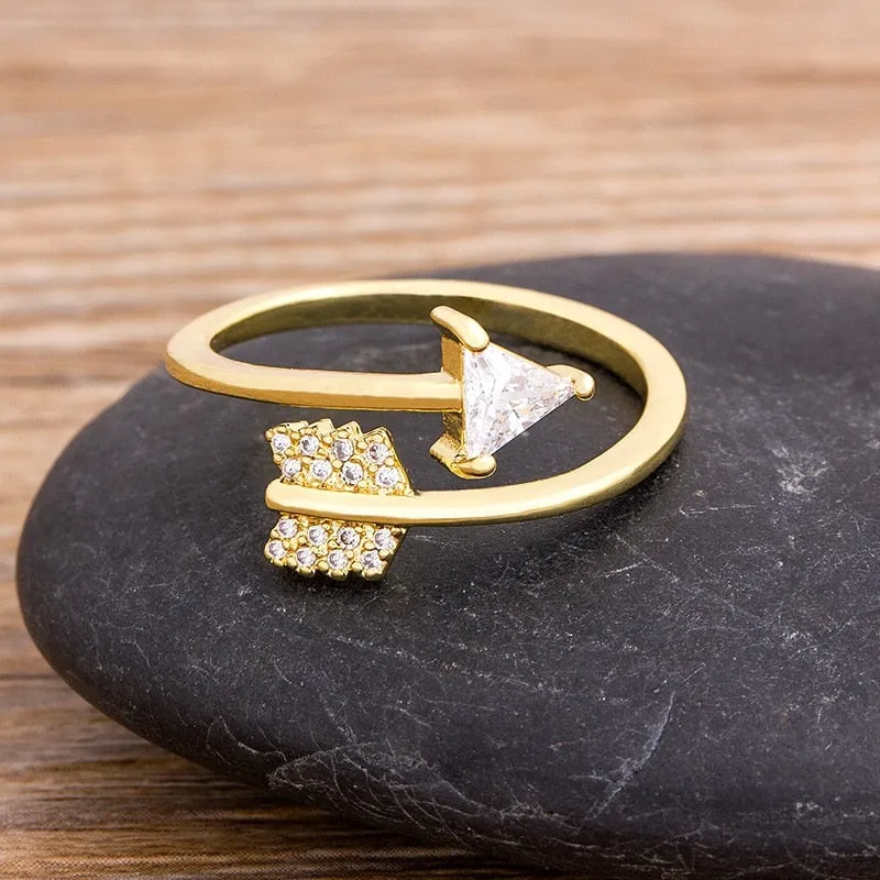 White Sapphire Arrow Ring Women Engagement Jewelry