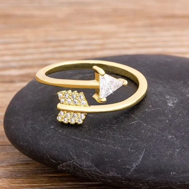 White Sapphire Arrow Ring Women Engagement Jewelry