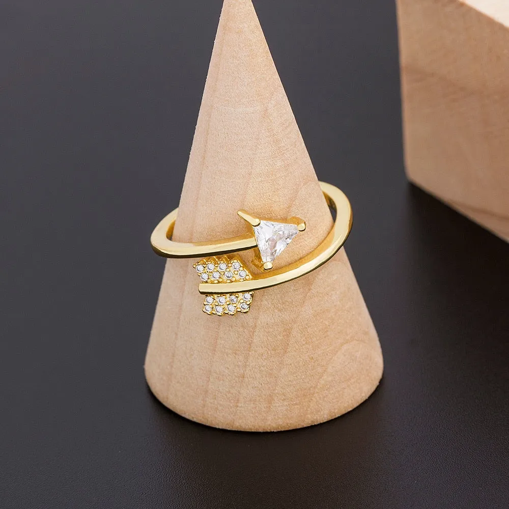 White Sapphire Arrow Ring Women Engagement Jewelry