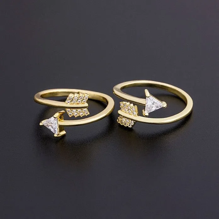 White Sapphire Arrow Ring Women Engagement Jewelry