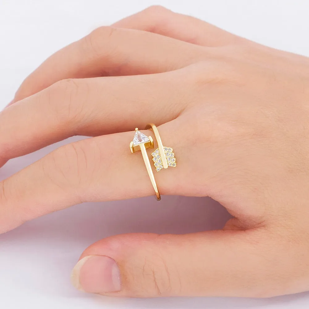 White Sapphire Arrow Ring Women Engagement Jewelry