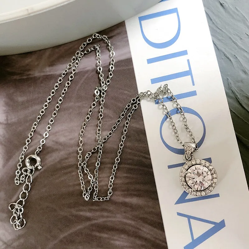 White Sapphire Jewelry Sets Engagement 18K Gold Ring Necklace Earrings Bridal