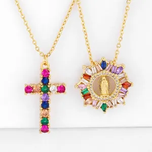 Wholesale gold copper cross virgin Necklaces JDC-NE-AS218