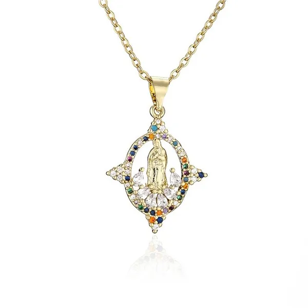 Wholesale gold copper virgin Mary Necklaces JDC-NE-ag023