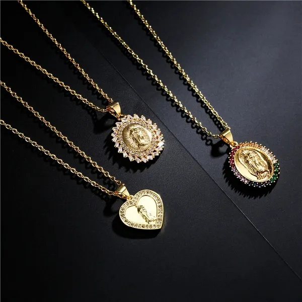Wholesale gold copper virgin Mary Necklaces JDC-NE-ag023