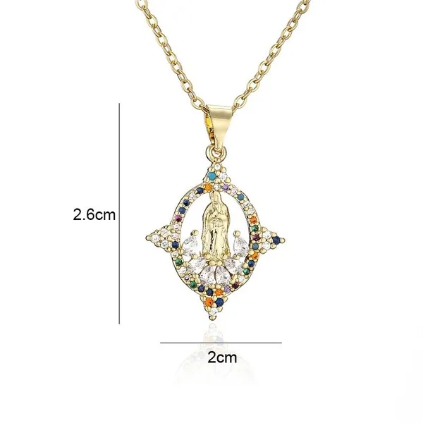 Wholesale gold copper virgin Mary Necklaces JDC-NE-ag023