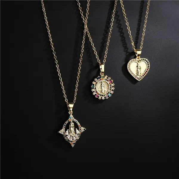 Wholesale gold copper virgin Mary Necklaces JDC-NE-ag023