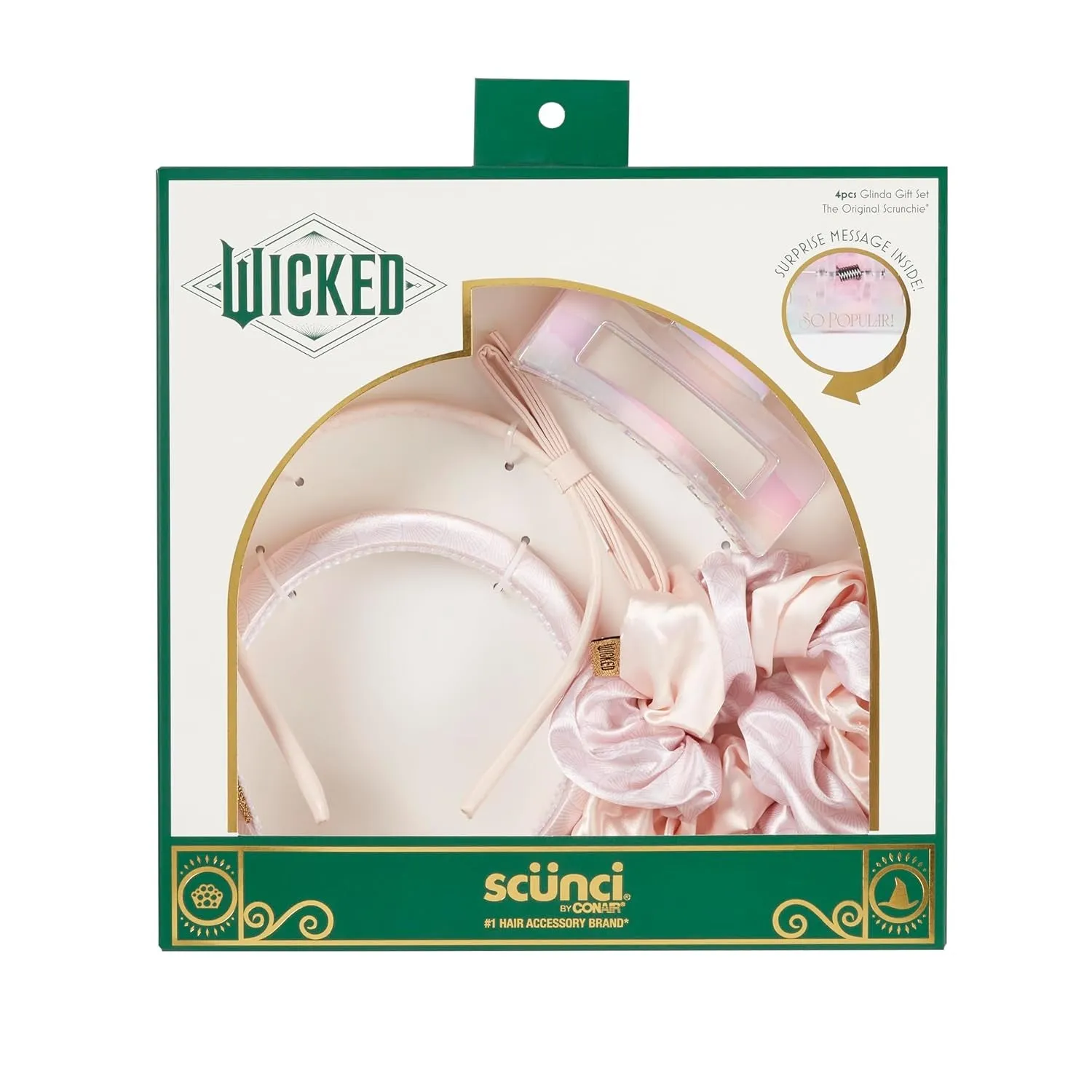 Wicked Glinda Gift Box - Hair Accessories for Girls - Gifts for Her - Hair Accessories - Scunci 4PK