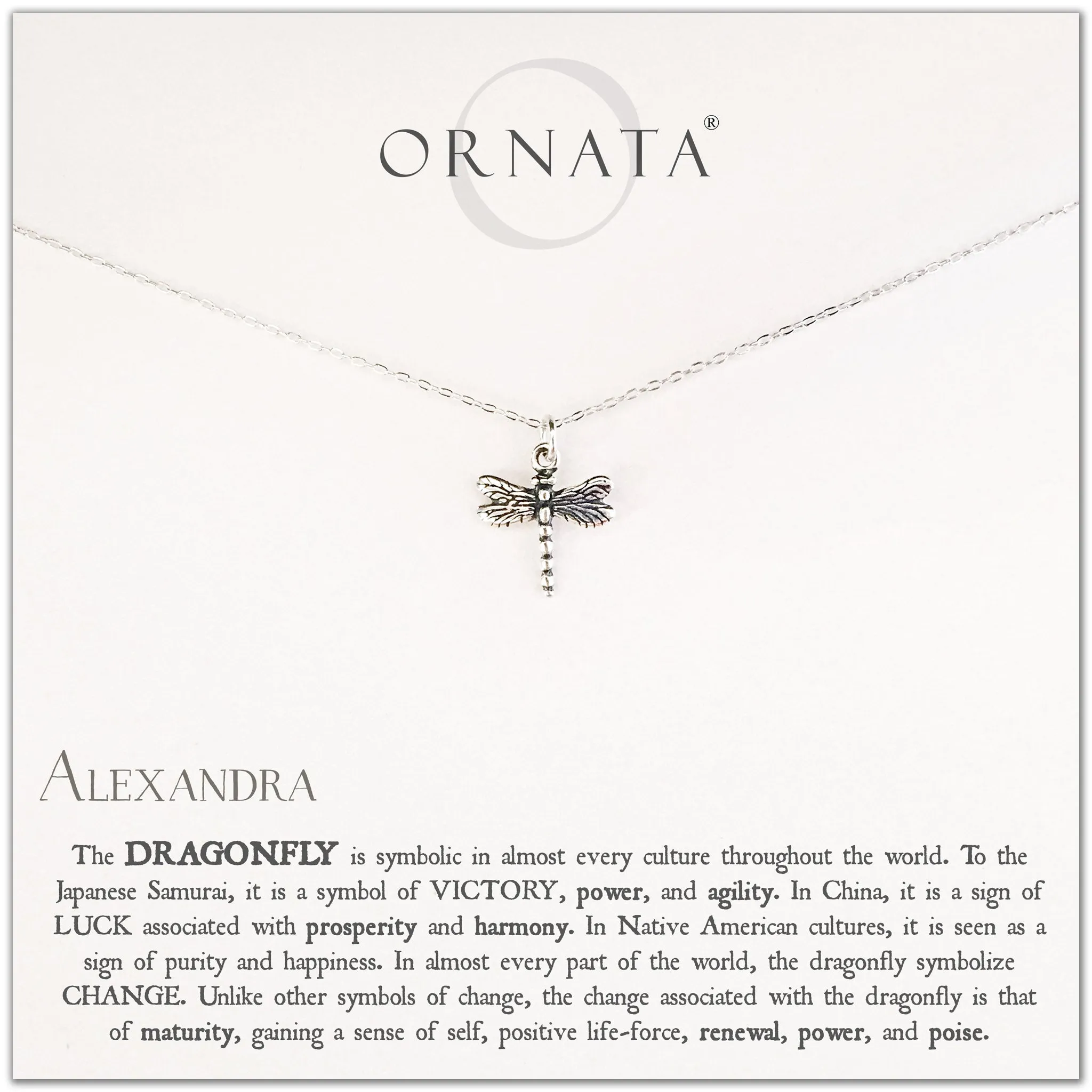 “Wisdom, Luck, & Victory” Sterling Silver Dragonfly Necklace | Small