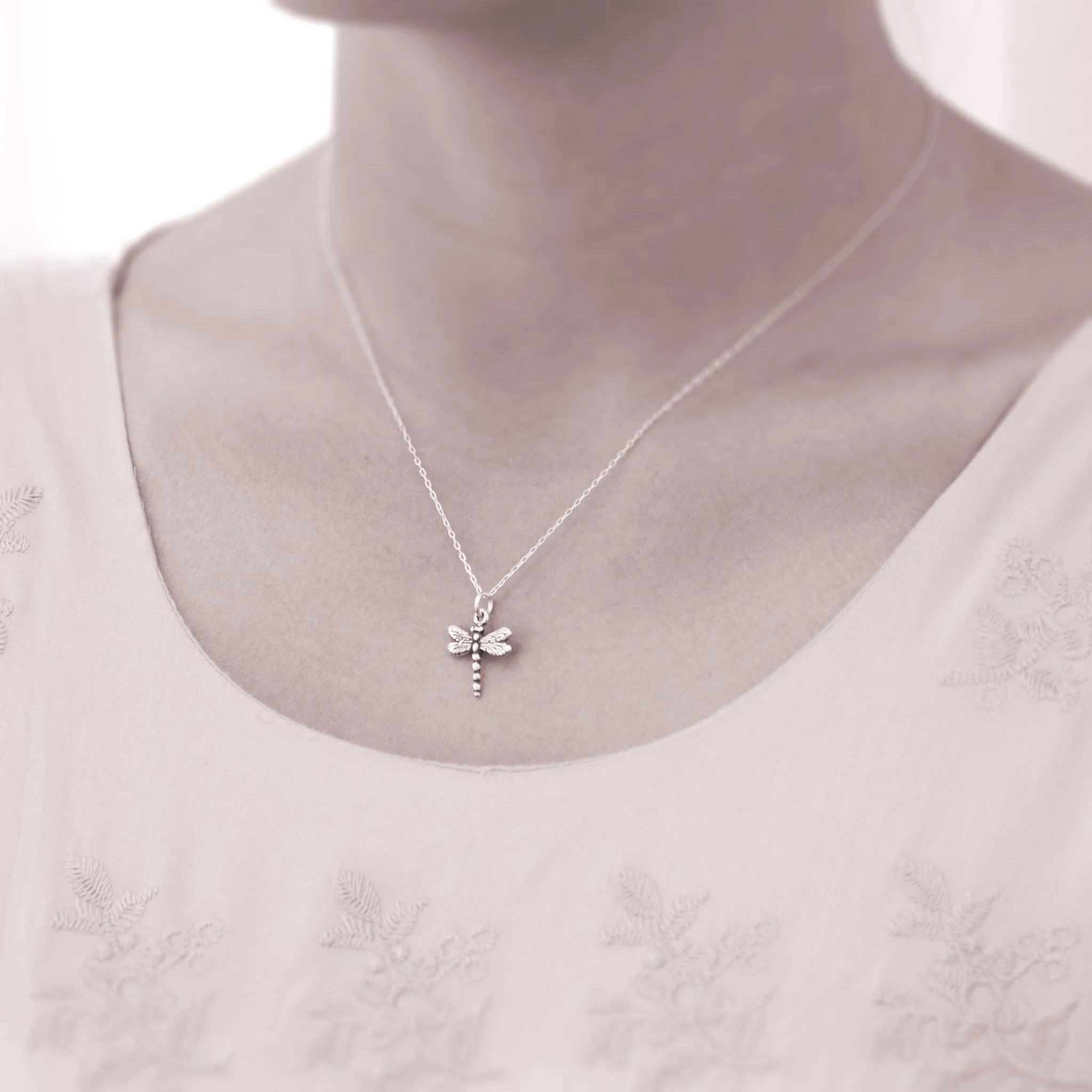 “Wisdom, Luck, & Victory” Sterling Silver Dragonfly Necklace | Small