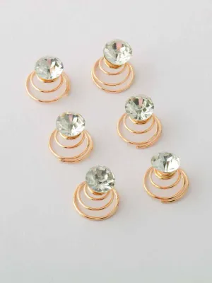 WOMEN'S GOLD STONE HAIR PINS