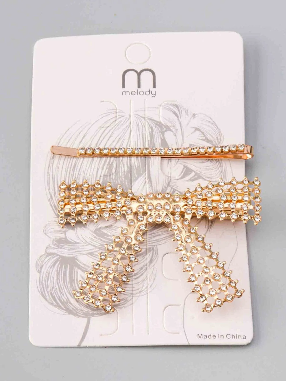 WOMEN'S GOLD STUDS BARRETTE HAIR CLIP