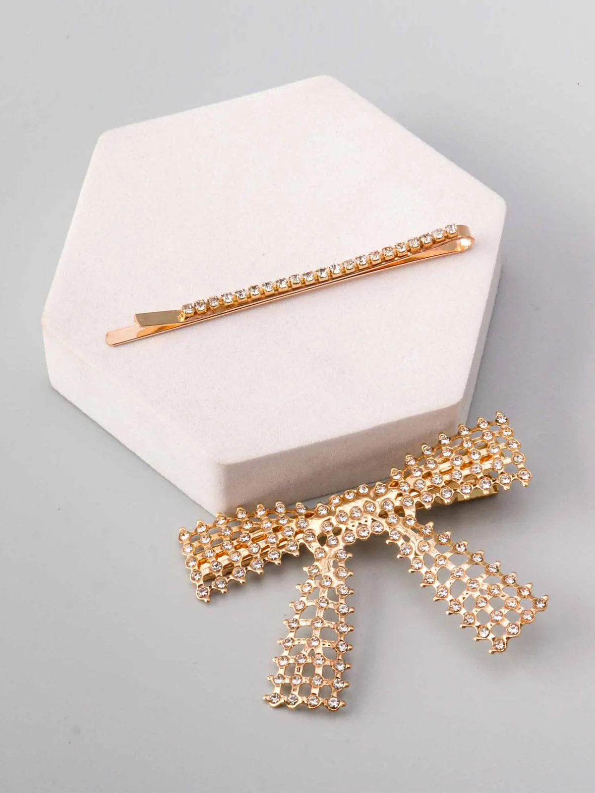 WOMEN'S GOLD STUDS BARRETTE HAIR CLIP