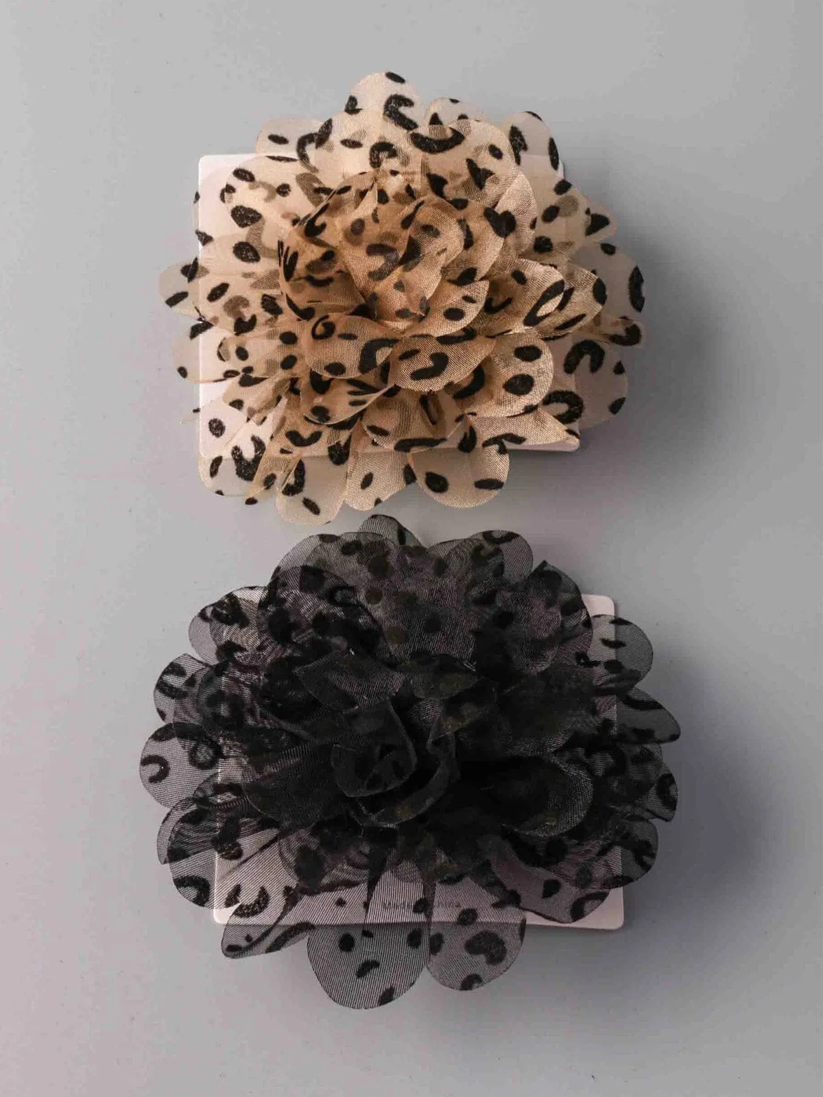 WOMEN'S RUFFLE ANIMAL PRINT ASSORTED HAIR CLIPS