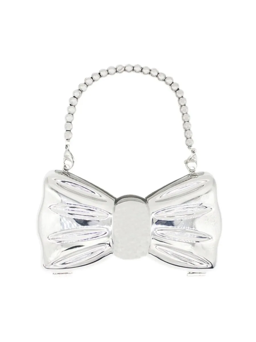Women’s Silver Bow Clutch Mini Evening Bags