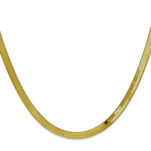 Yellow Gold (4.0mm) Silky Herringbone Necklace (16" - 20")
